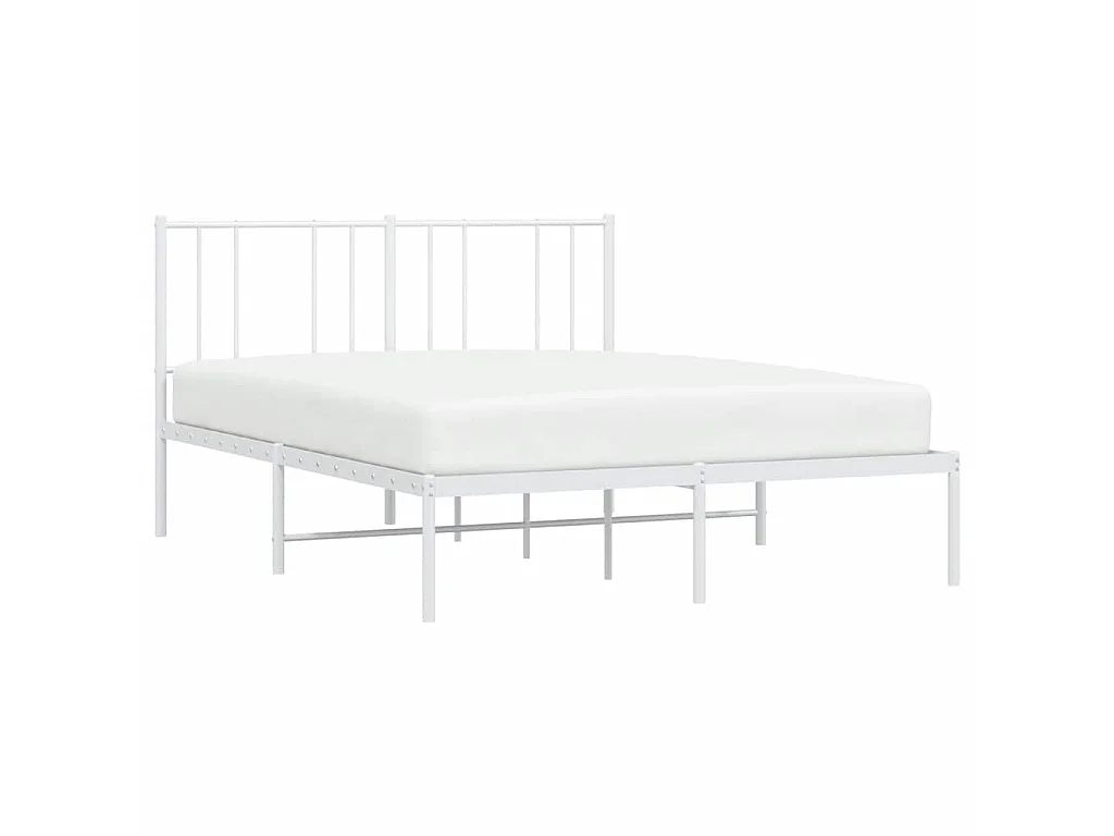 Cadre de lit métal sans matelas et tête de lit blanc 150x200 cm