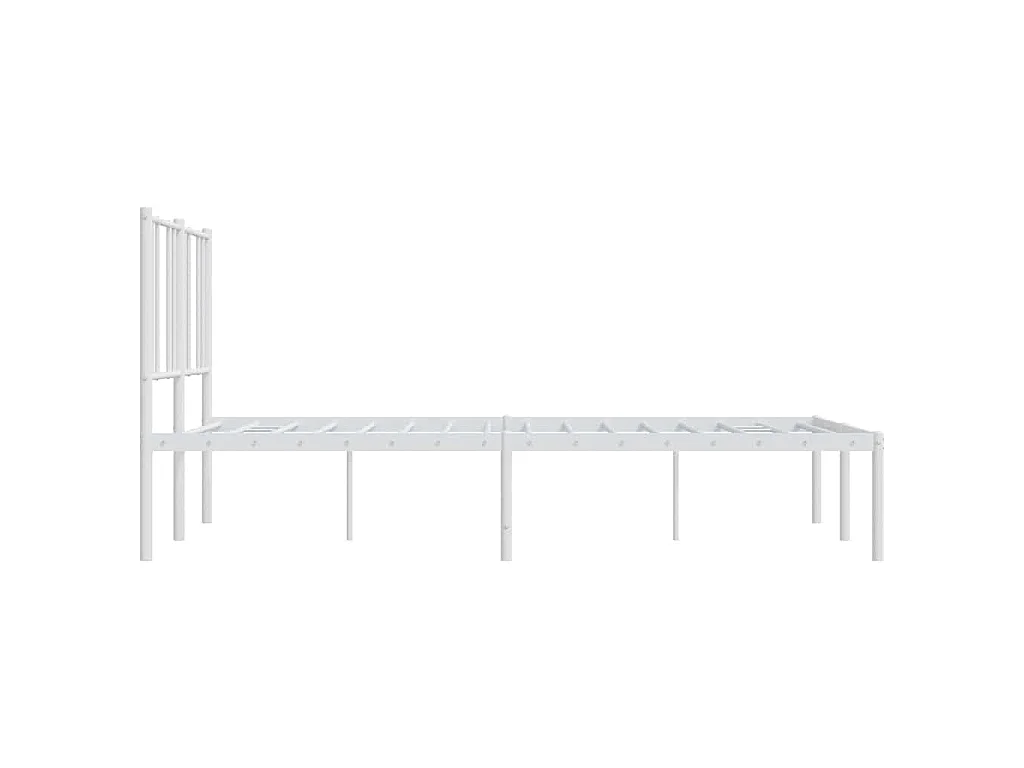 Cadre de lit métal sans matelas et tête de lit blanc 150x200 cm