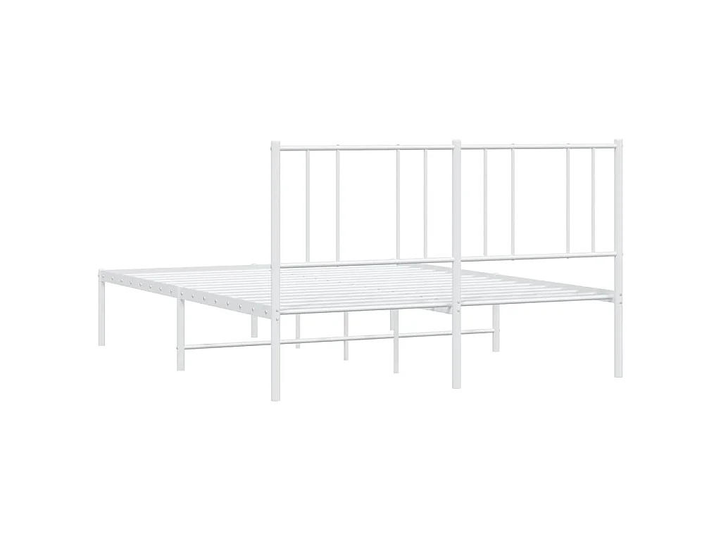 Cadre de lit métal sans matelas et tête de lit blanc 150x200 cm