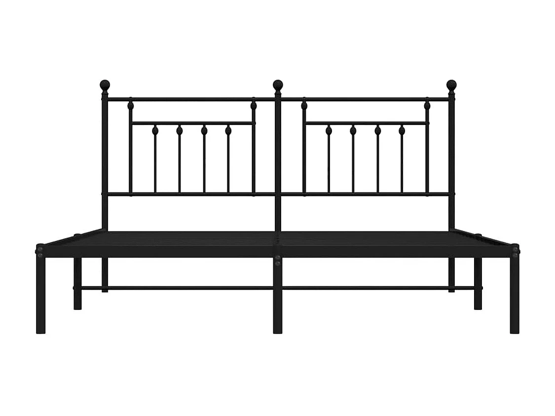 Cadre de lit métal sans matelas et tête de lit noir 160x200 cm