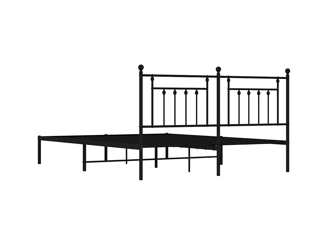 Cadre de lit métal sans matelas et tête de lit noir 160x200 cm