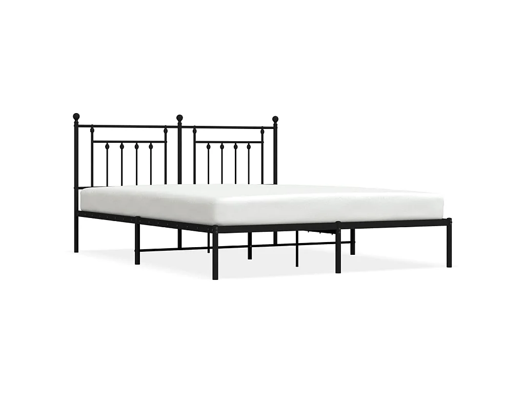 Bedframe met hoofdbord metaal zwart 160x200 cm