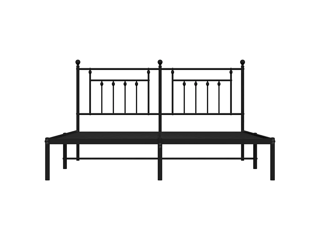 Bedframe met hoofdbord metaal zwart 160x200 cm
