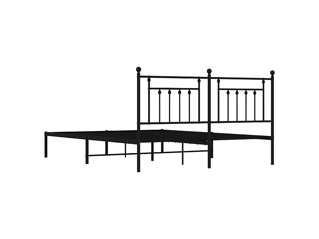 Bedframe met hoofdbord metaal zwart 160x200 cm