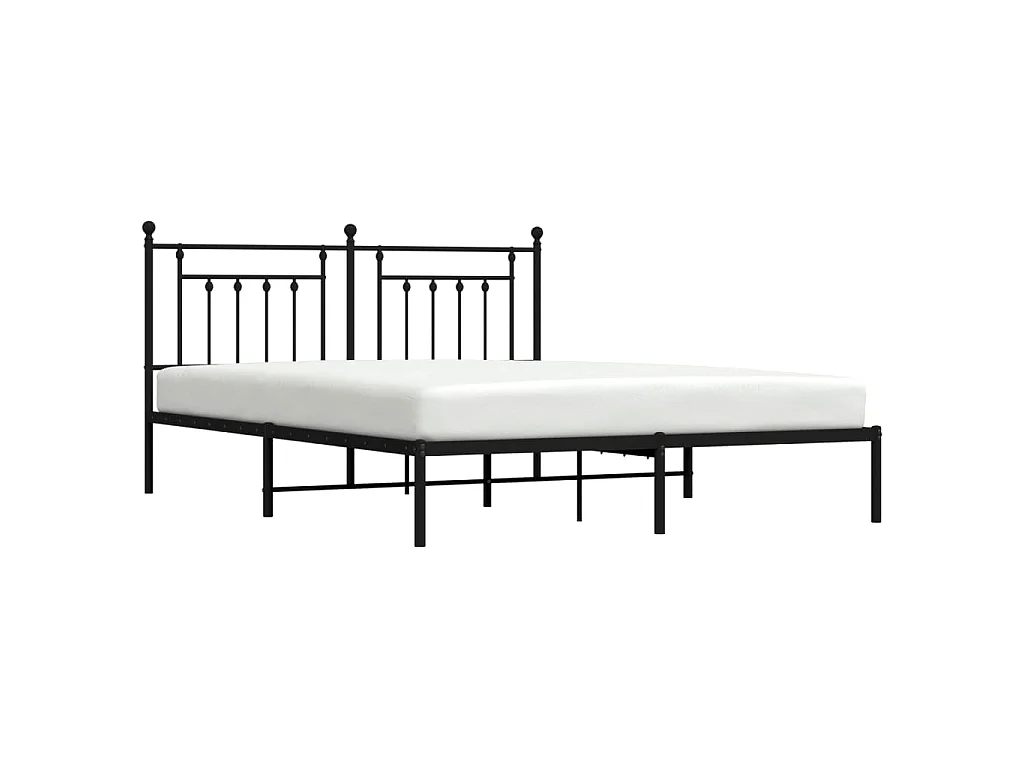 Cadre de lit métal sans matelas et tête de lit noir 160x200 cm