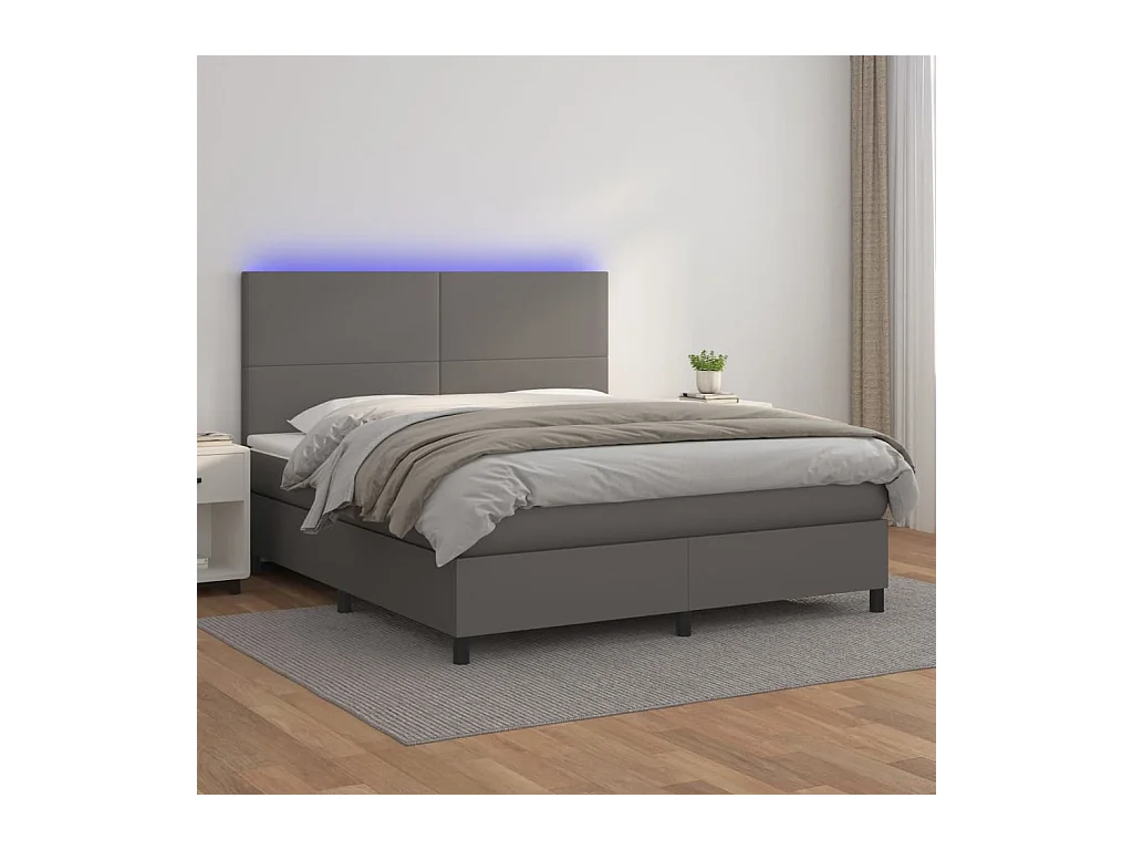 Sommier à lattes de lit avec matelas et LED Gris 160x200 cm