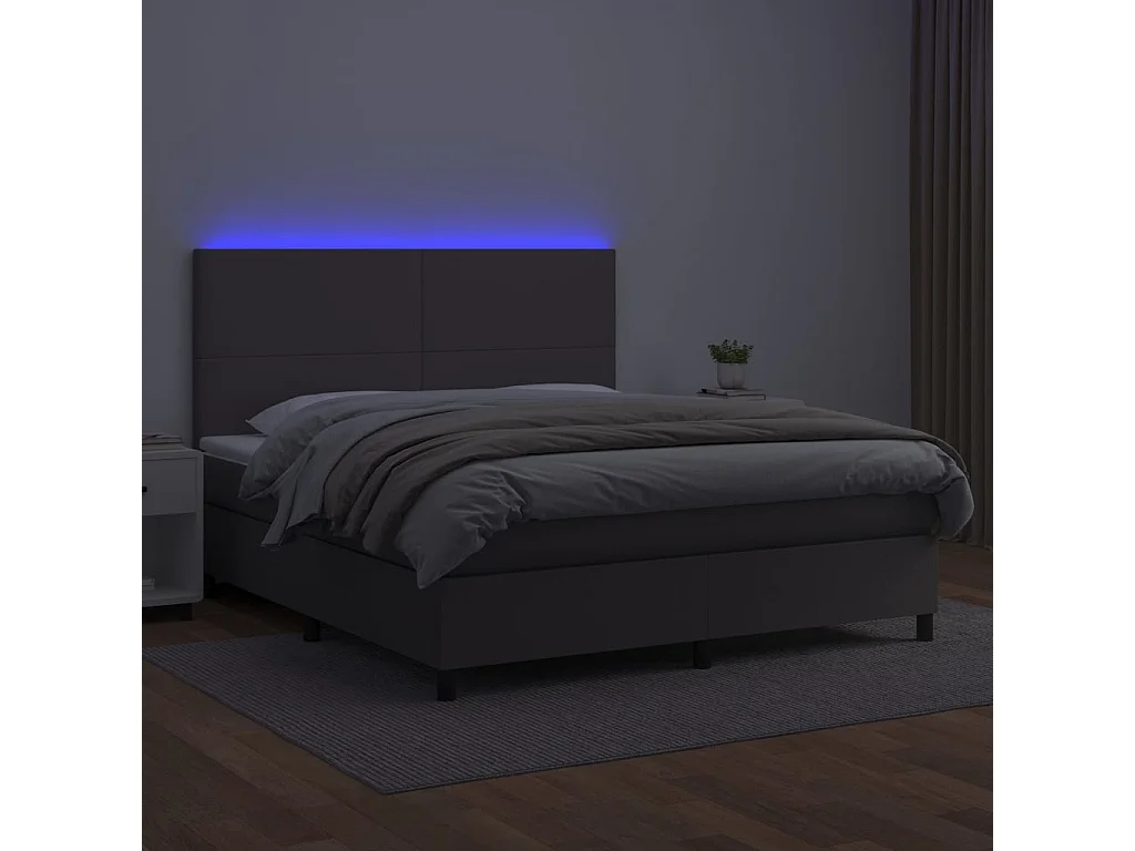 Sommier à lattes de lit avec matelas et LED Gris 160x200 cm