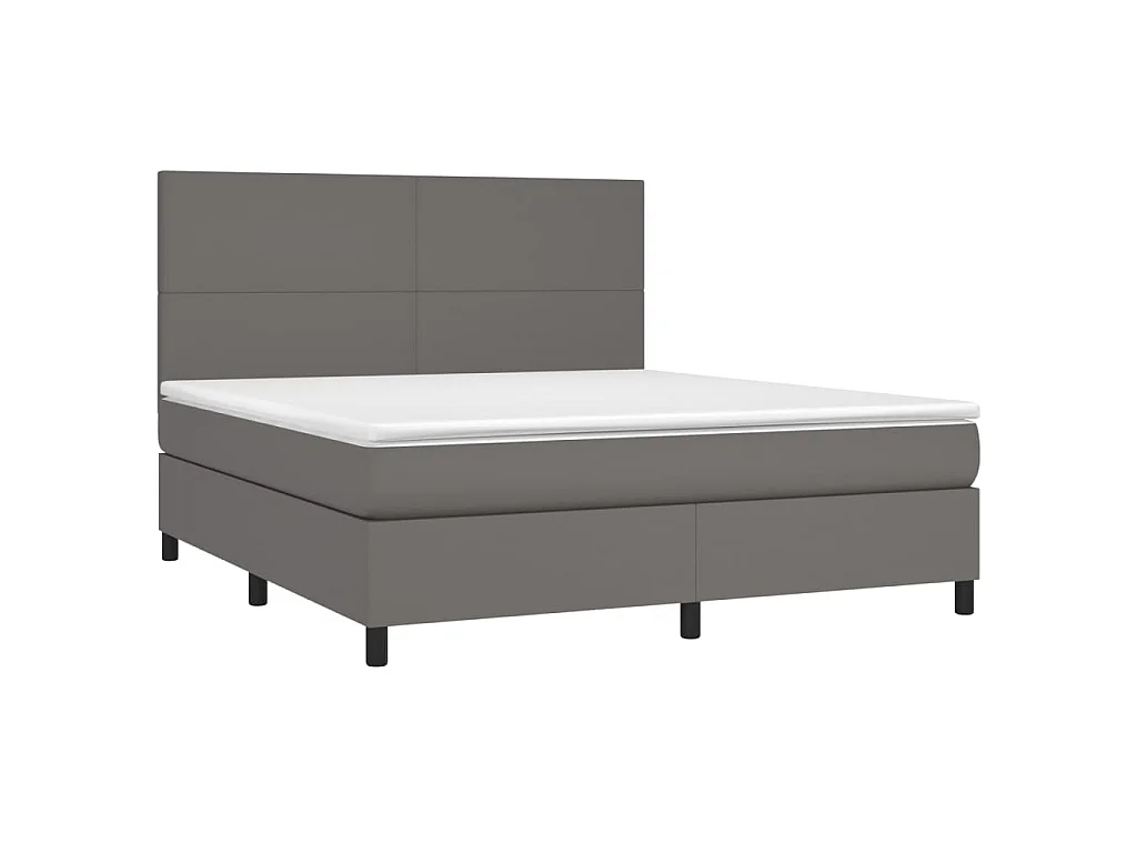 Sommier à lattes de lit avec matelas et LED Gris 160x200 cm