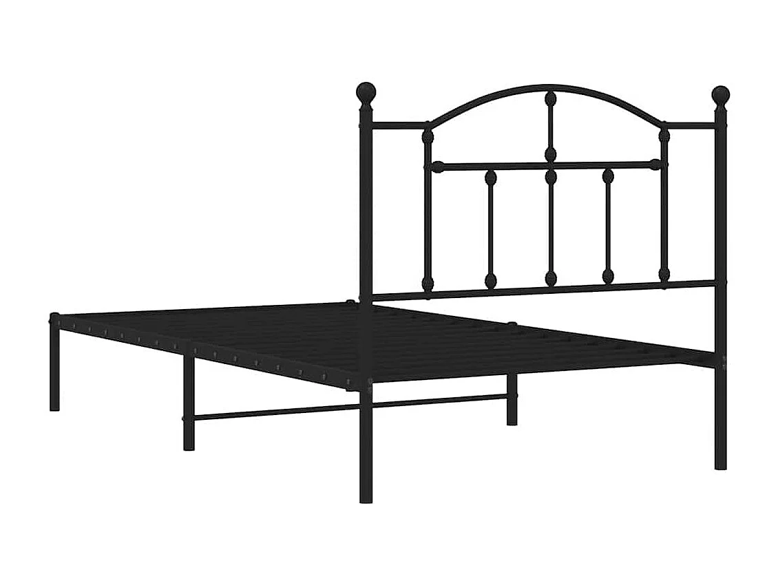 Cadre de lit métal sans matelas avec tête de lit noir 100x190cm
