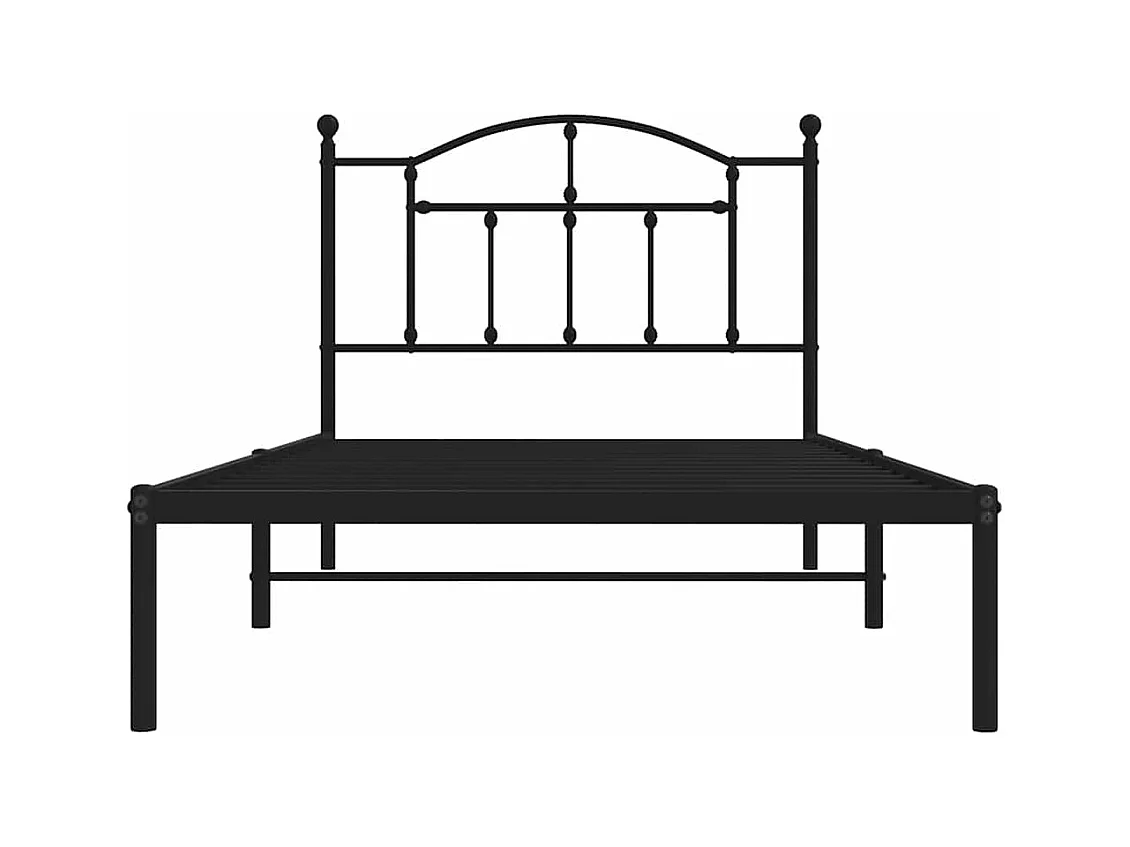 Cadre de lit métal sans matelas avec tête de lit noir 100x190cm