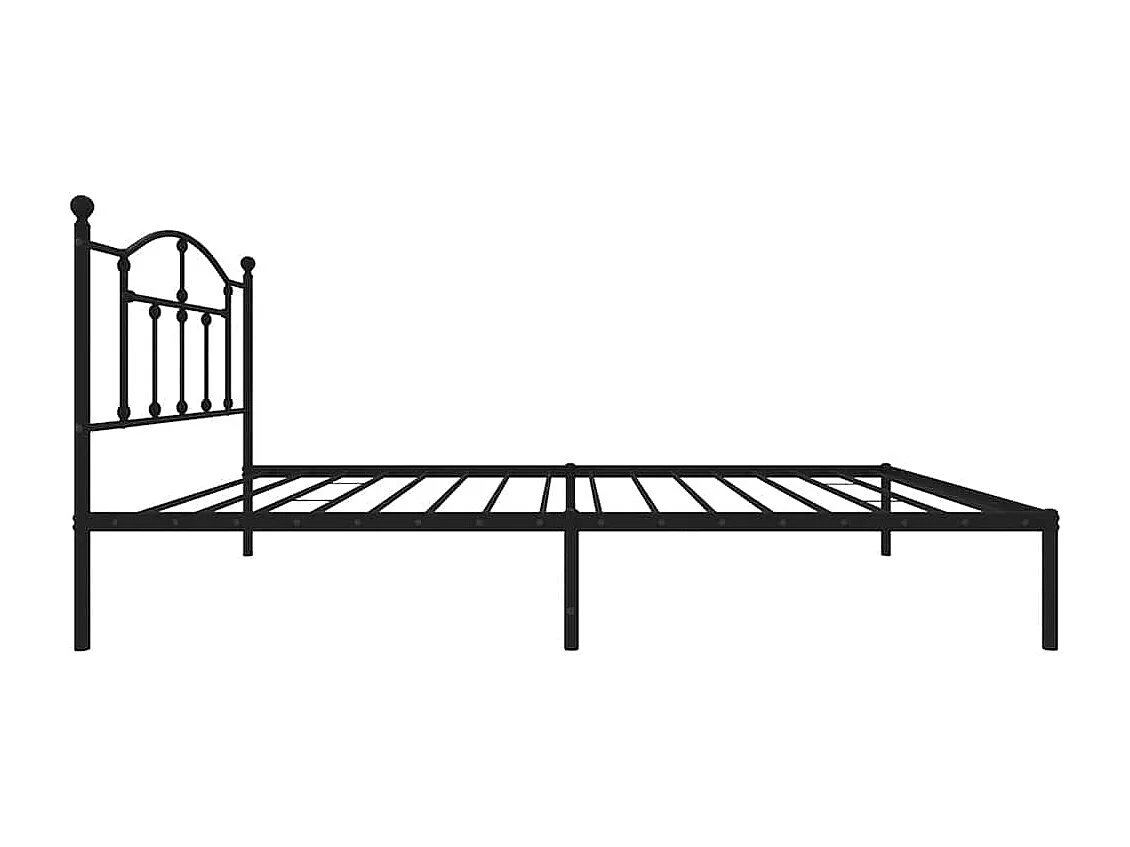 Cadre de lit métal sans matelas avec tête de lit noir 100x190cm