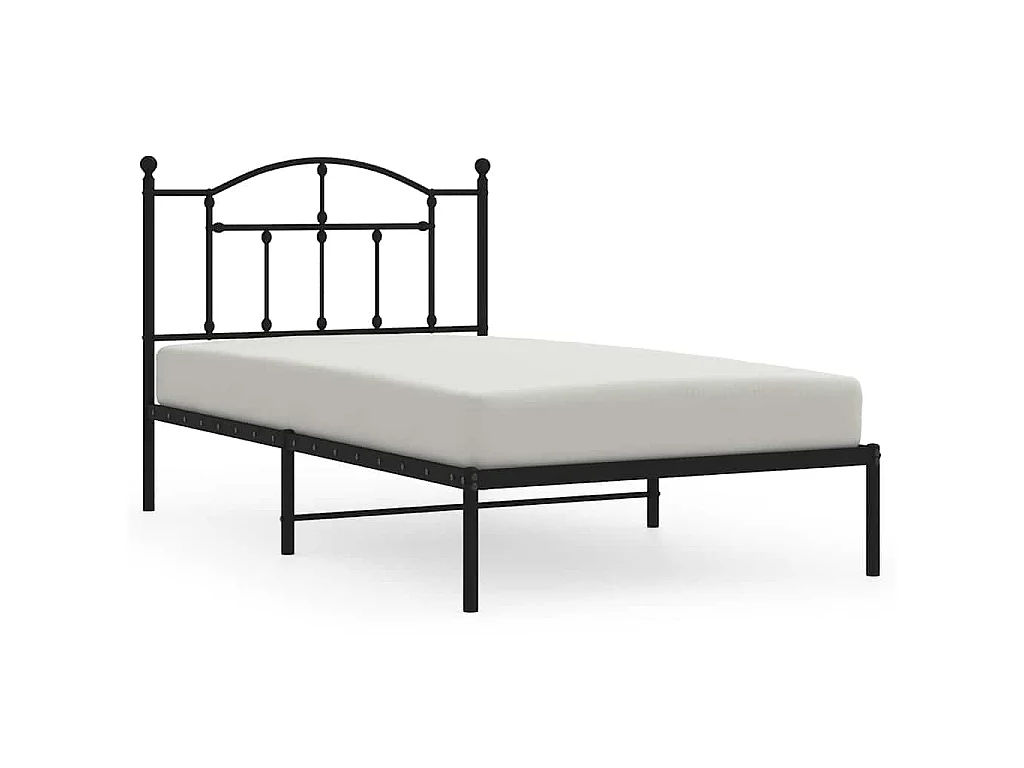 Estructura cama sin colchón con cabecero metal negro 100x190 cm
