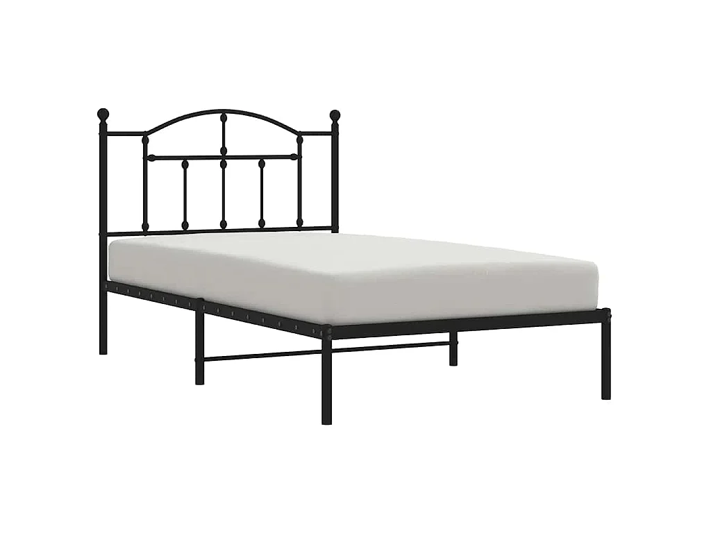 Estructura cama sin colchón con cabecero metal negro 100x190 cm