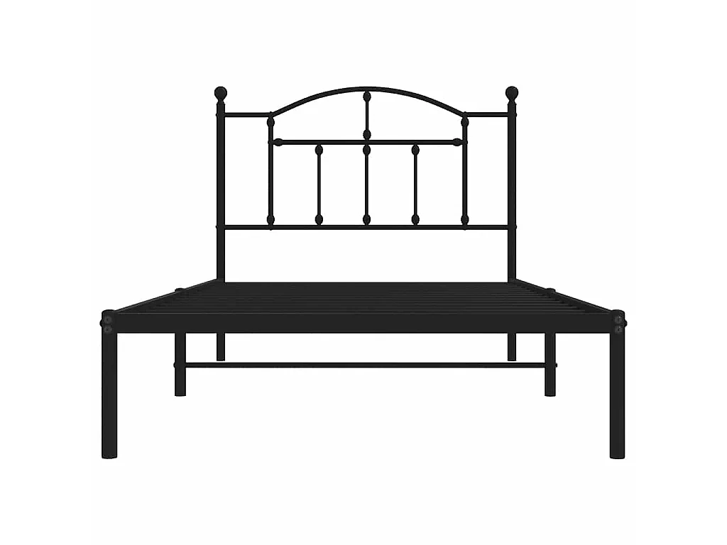 Estructura cama sin colchón con cabecero metal negro 100x190 cm