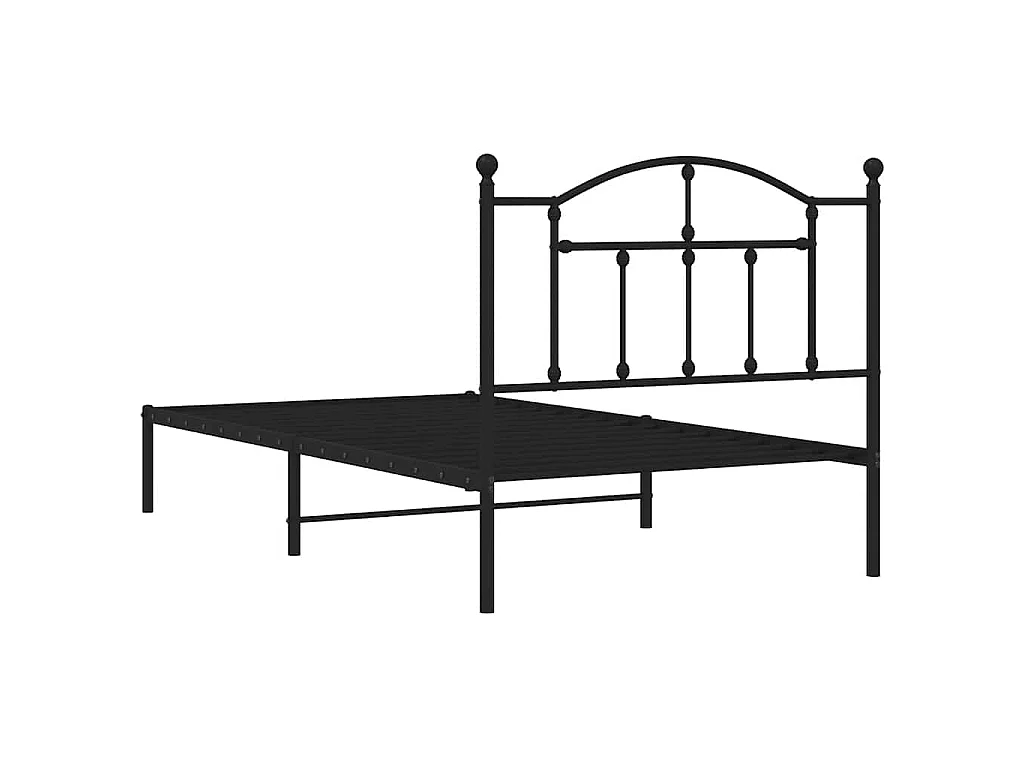 Estructura cama sin colchón con cabecero metal negro 100x190 cm