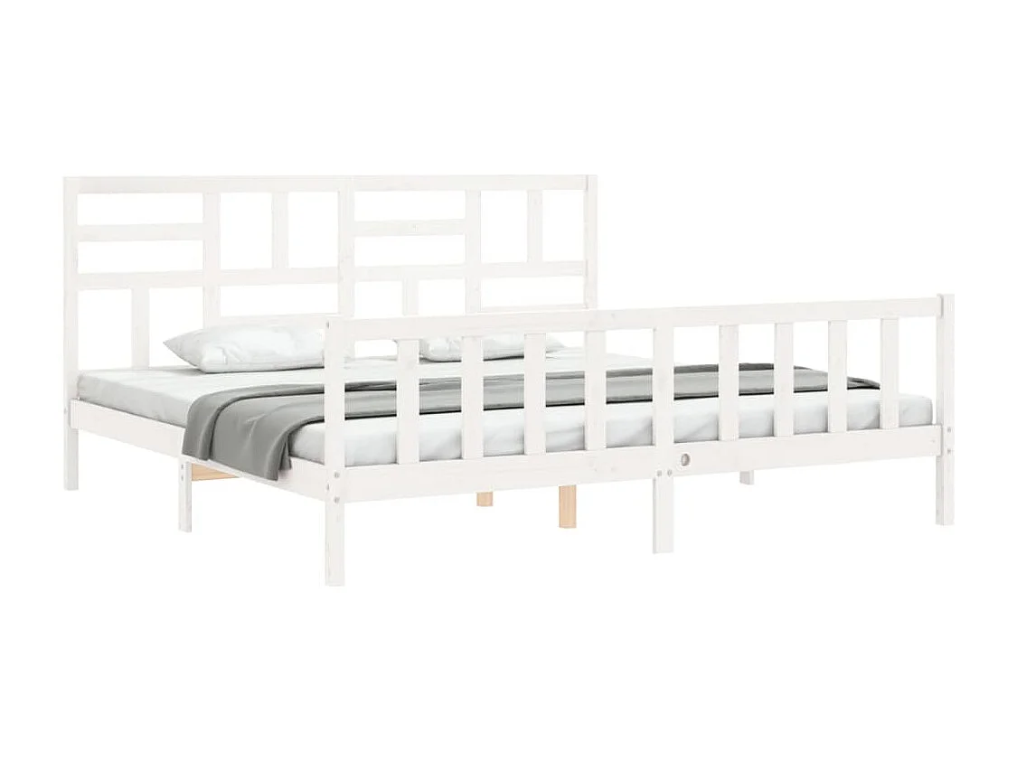 Cadre de lit sans matelas blanc bois massif de pin