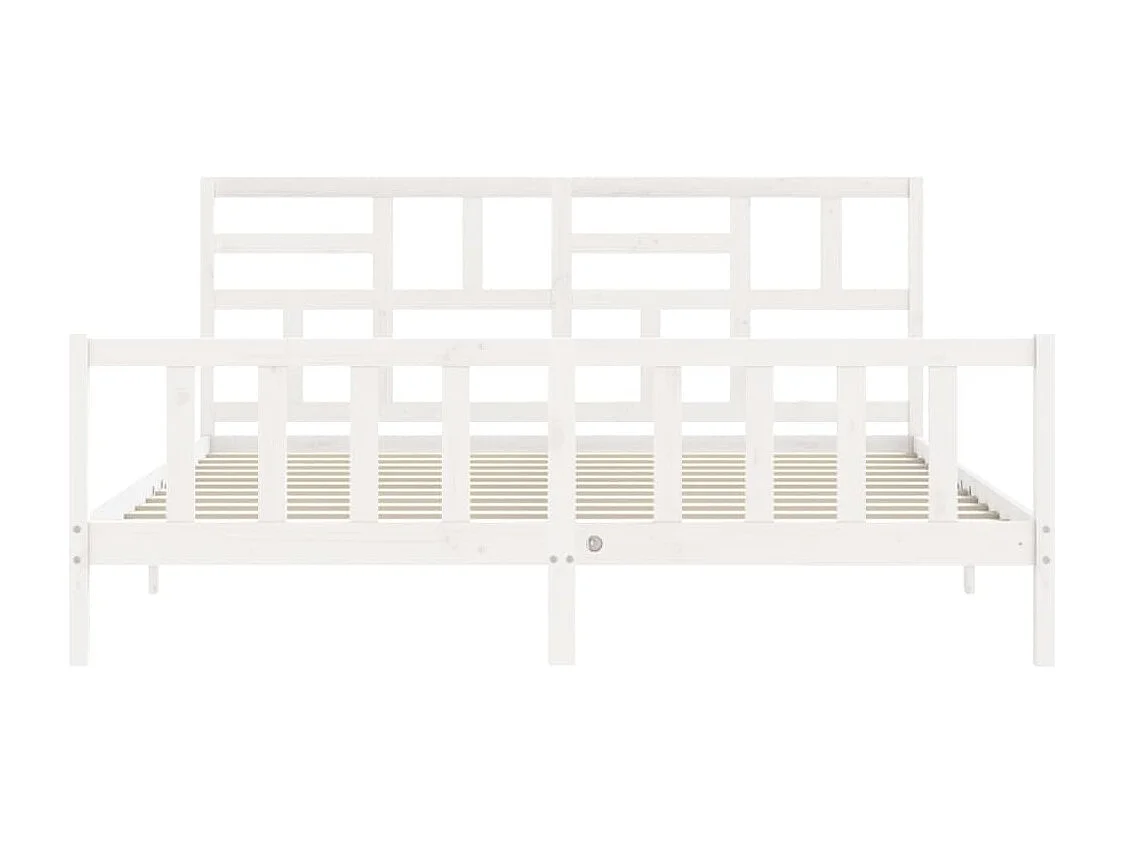 Cadre de lit sans matelas blanc bois massif de pin