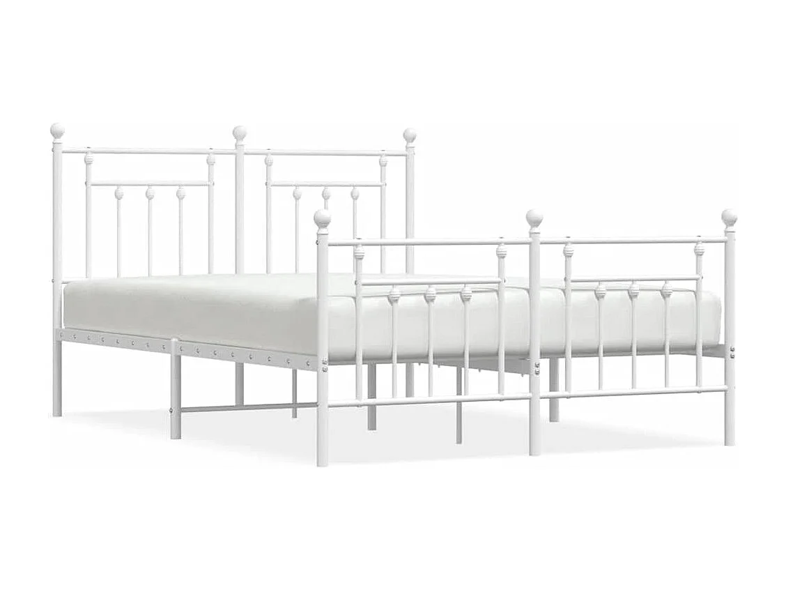 Cadre de lit métal sans matelas et pied de lit blanc 150x200 cm