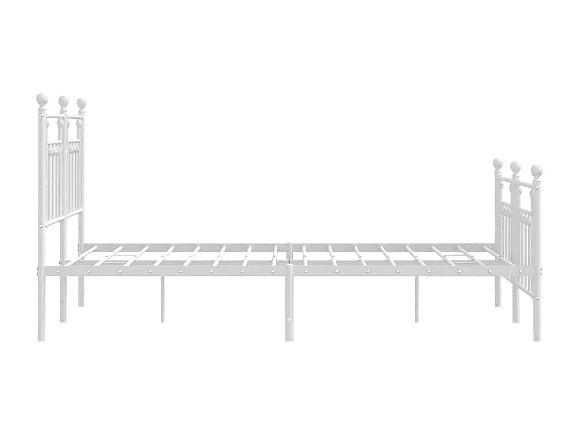 Cadre de lit métal sans matelas et pied de lit blanc 150x200 cm