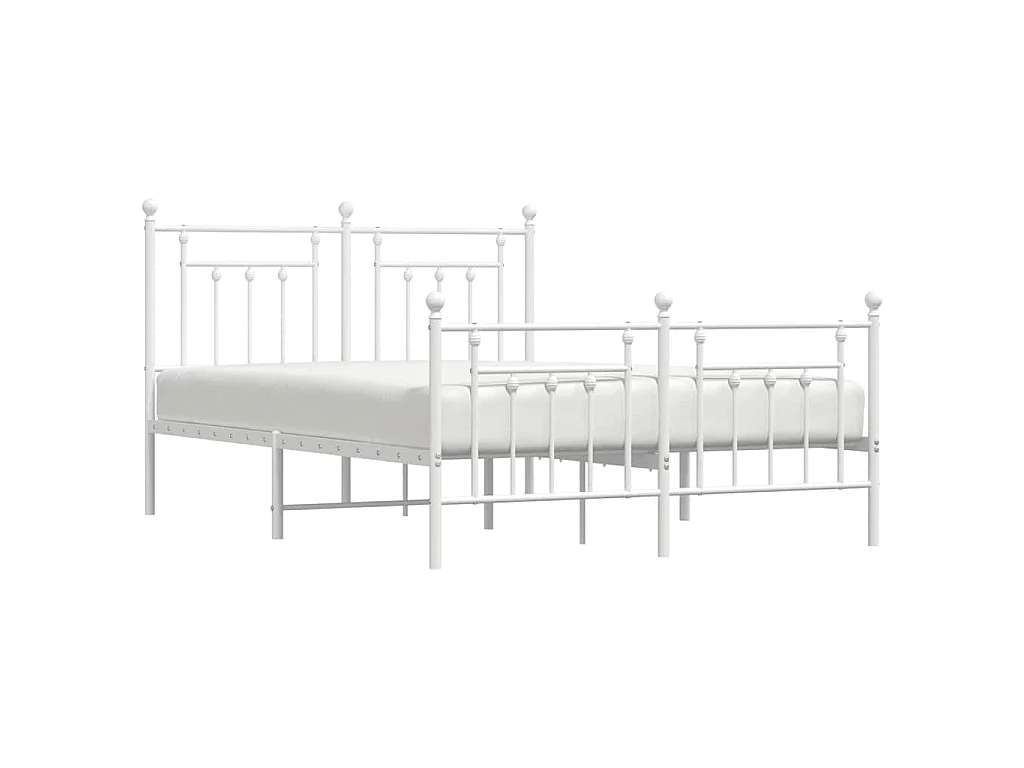 Cadre de lit métal sans matelas et pied de lit blanc 150x200 cm