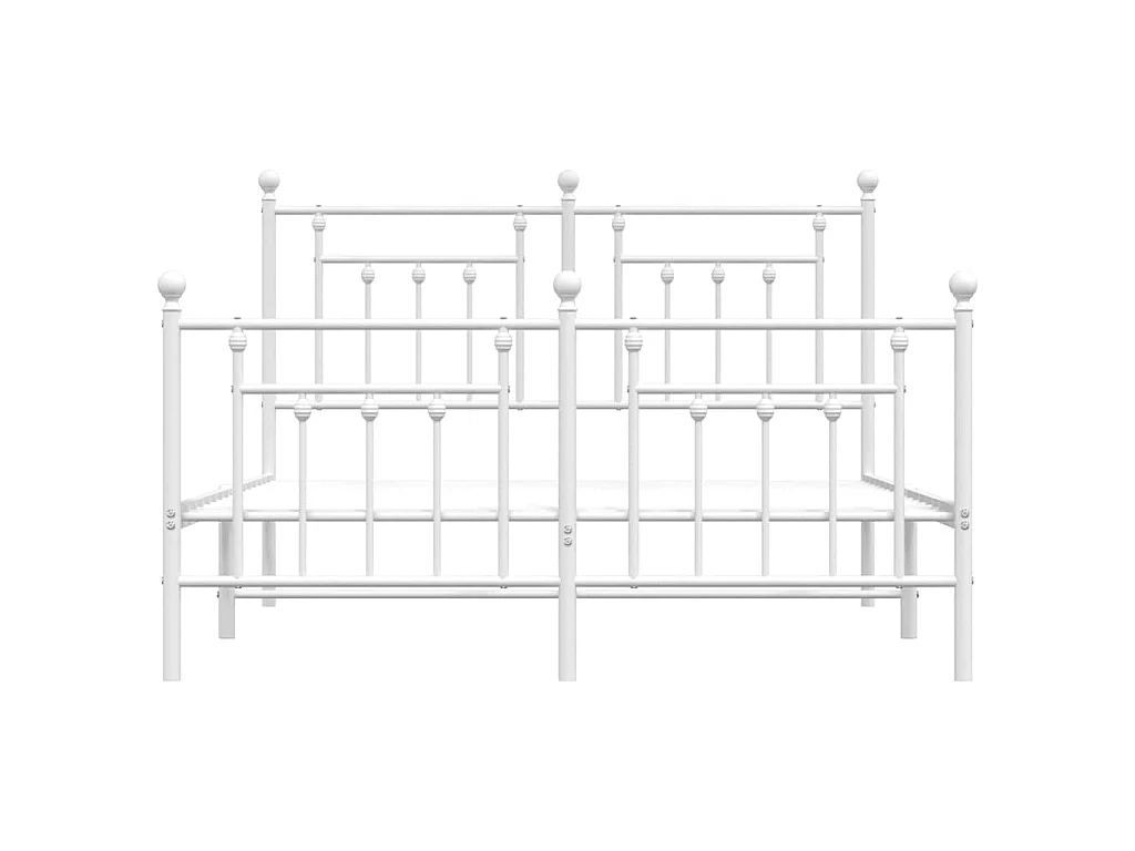 Cadre de lit métal sans matelas et pied de lit blanc 150x200 cm