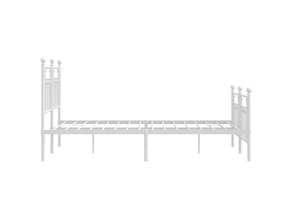 Cadre de lit métal sans matelas et pied de lit blanc 150x200 cm