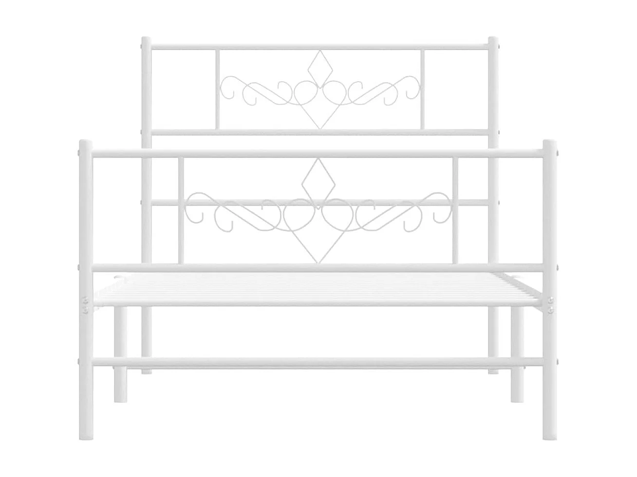 Cadre de lit métal sans matelas et pied de lit blanc 100x200 cm