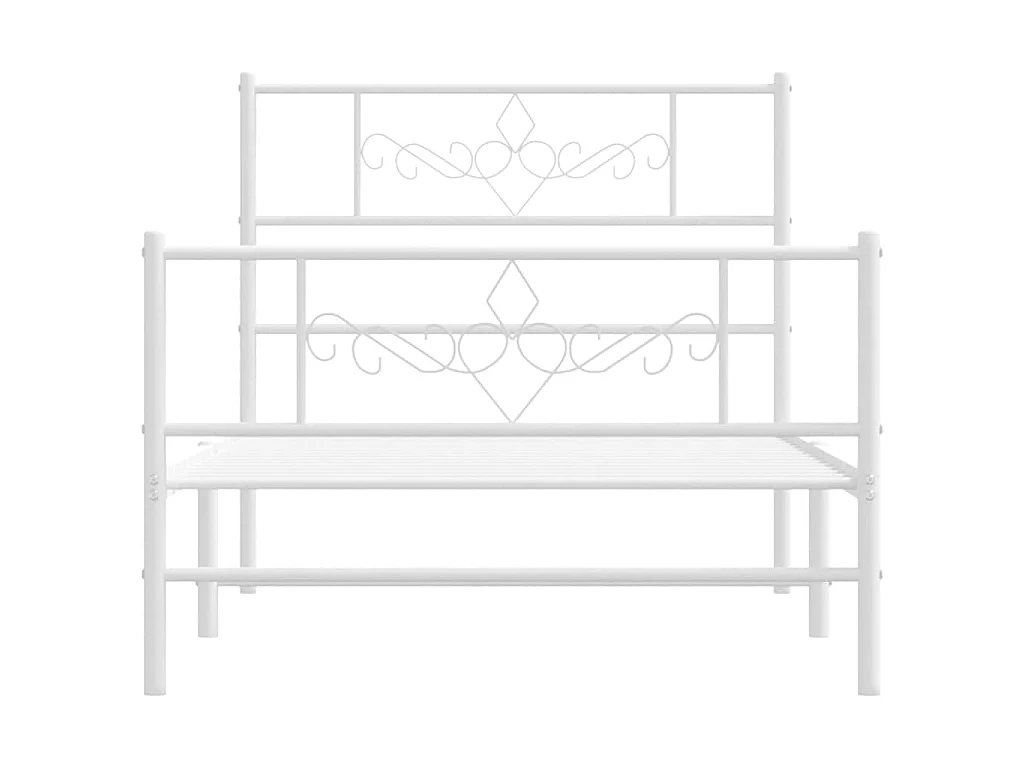 Giroletto con Testiera e Pediera Metallo Bianco 100x200 cm