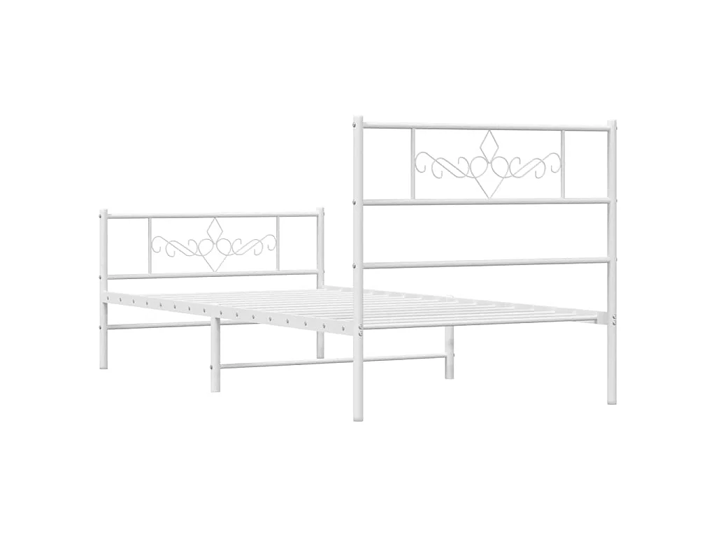 Giroletto con Testiera e Pediera Metallo Bianco 100x200 cm