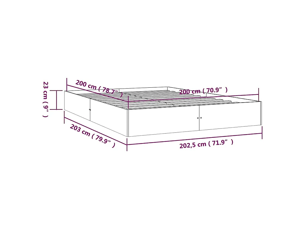 Cadre de lit sans matelas blanc bois massif 200x200 cm