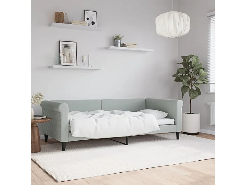 Slaapbank 90x190 cm fluweel lichtgrijs