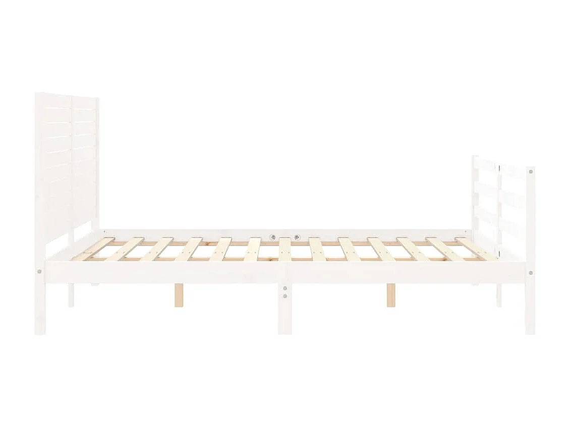 Bedframe met hoofdbord massief hout wit 160x200 cm