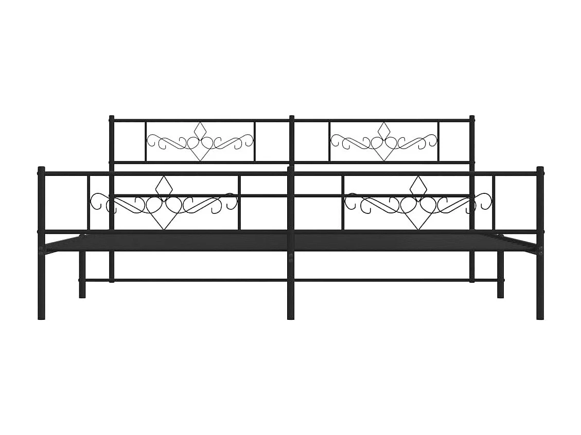 Bettgestell mit Kopf- und Fußteil Metall Schwarz 200x200 cm