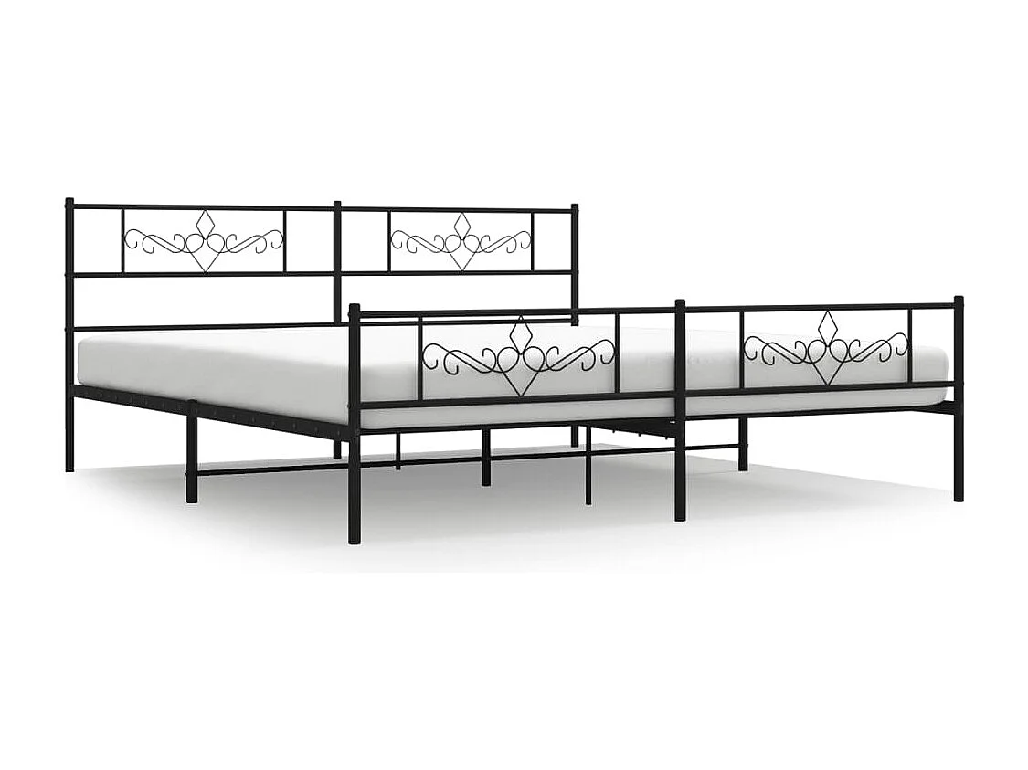 Giroletto con Testiera e Pediera Metallo Nero 200x200 cm