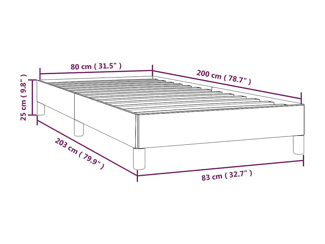 Cadre de lit sans matelas taupe 80x200 cm tissu