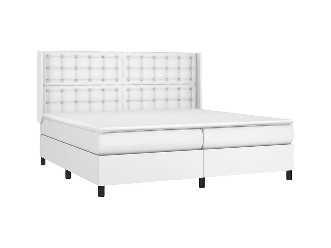 Sommier à lattes de lit matelas LED Blanc 200x200 cm Similicuir