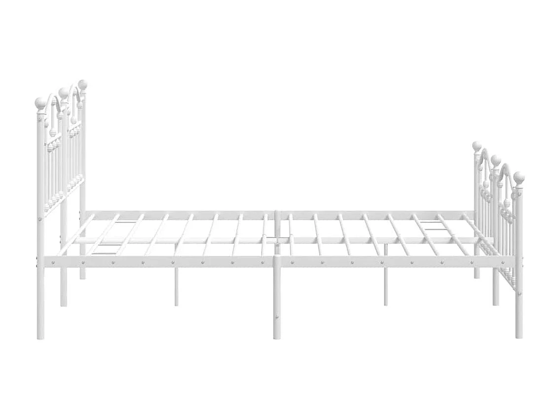 Cadre de lit métal sans matelas et pied de lit blanc 160x200 cm