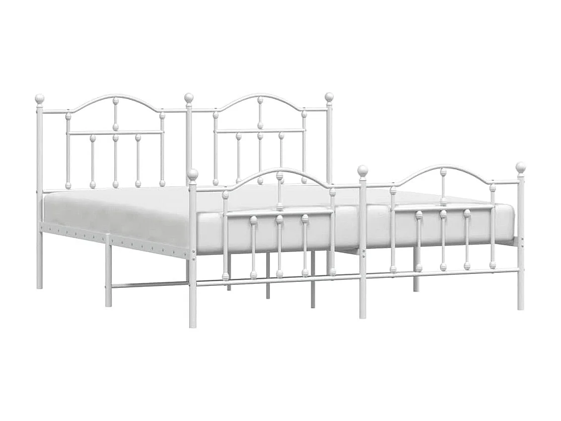 Estrutura de cama com cabeceira e pés 160x200 cm metal branco