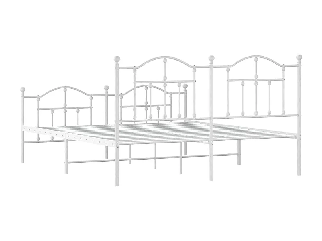 Estrutura de cama com cabeceira e pés 160x200 cm metal branco