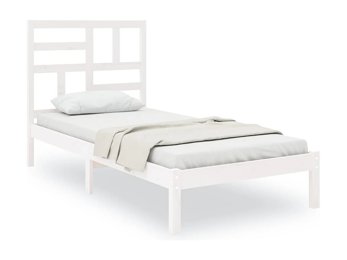 Cadre de lit sans matelas blanc bois massif 75x190 cm