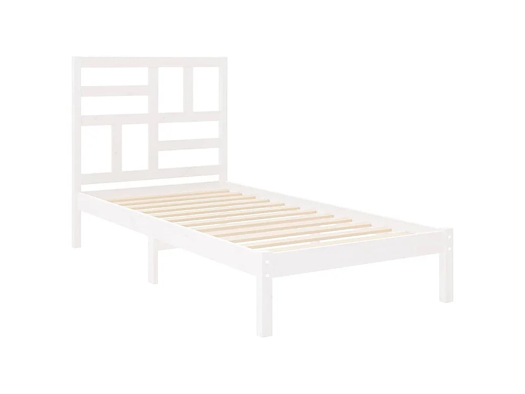 Bedframe massief hout wit 75x190 cm