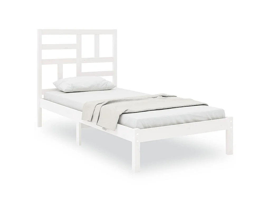 Bedframe massief hout wit 75x190 cm