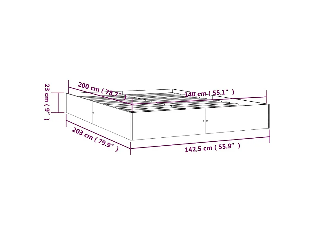 Massivholzbett ohne Matratze 140x200 cm