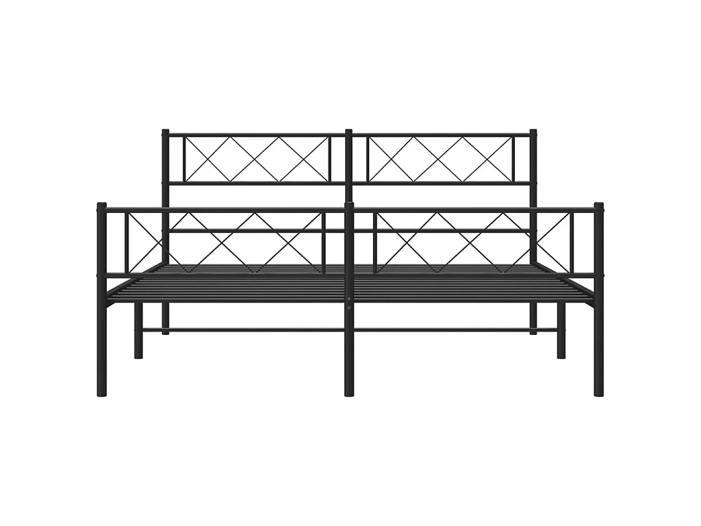 Cadre de lit métal sans matelas avec pied de lit noir 140x200cm
