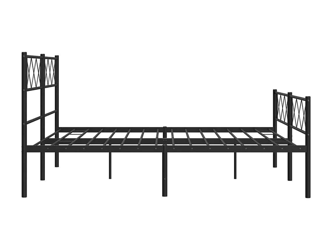 Cadre de lit métal sans matelas avec pied de lit noir 140x200cm