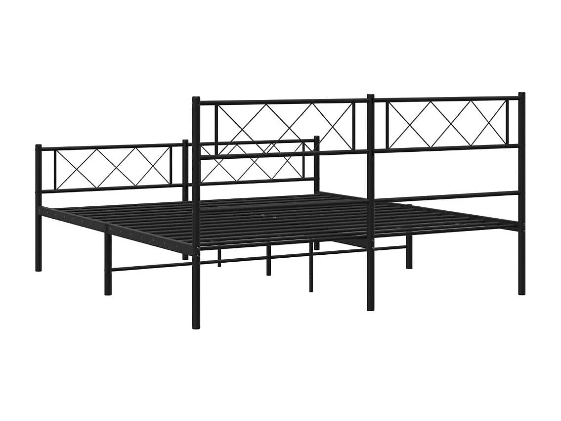 Cadre de lit métal sans matelas avec pied de lit noir 140x200cm