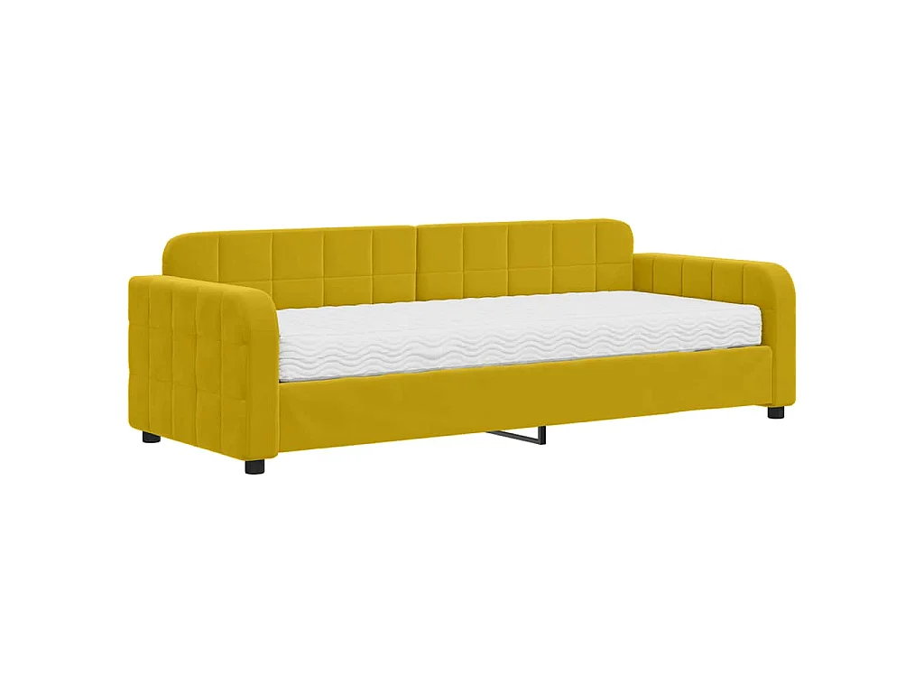 Lit de jour avec matelas jaune 80x200 cm velours