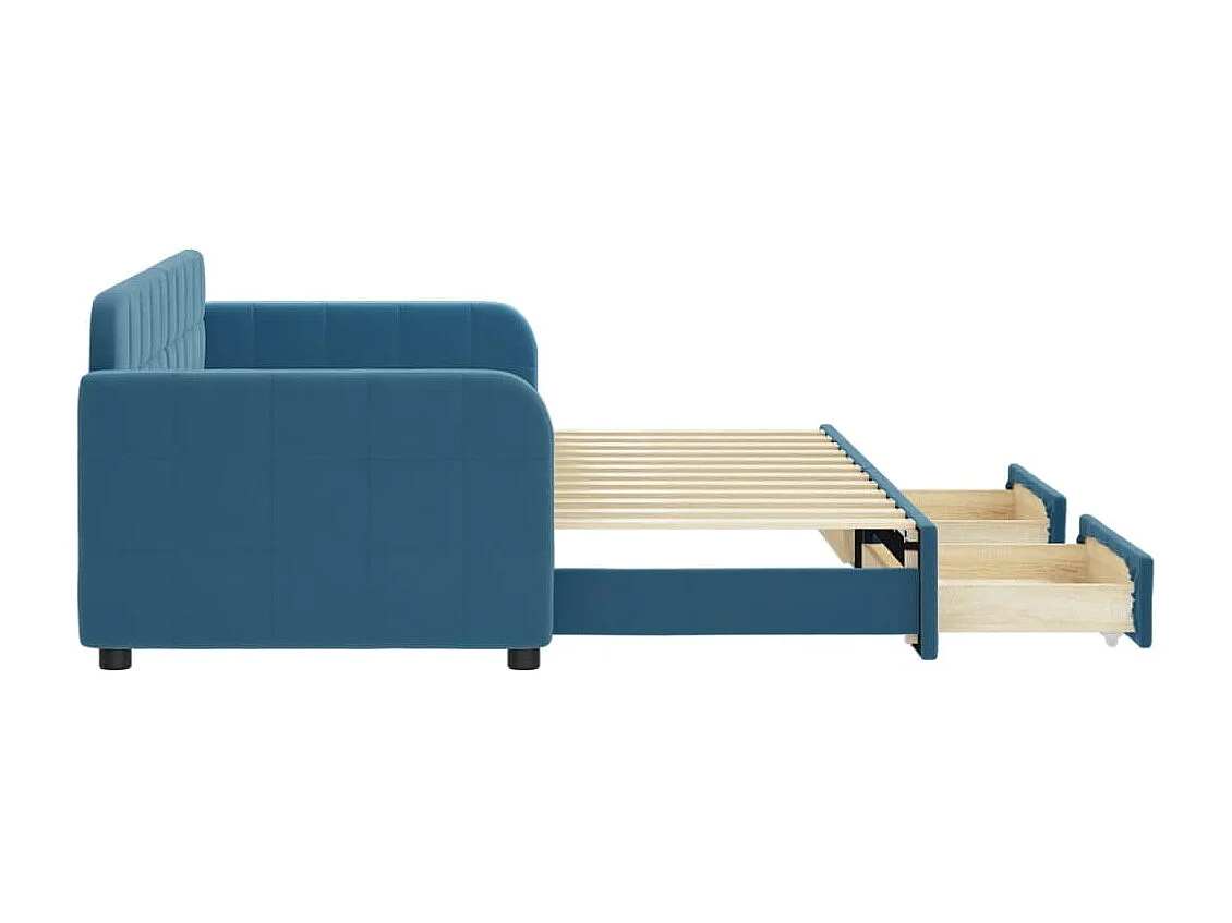 Sofá cama nido con cajones terciopelo azul 80x200 cm