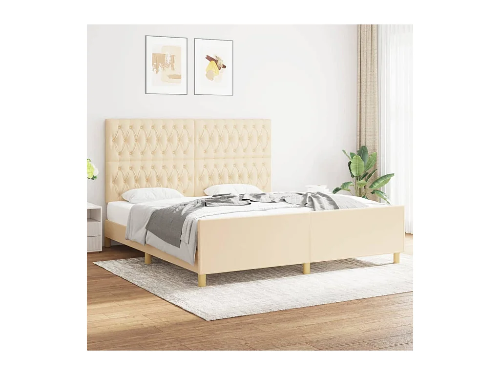 Cadre de lit sans matelas crème 180x200 cm tissu