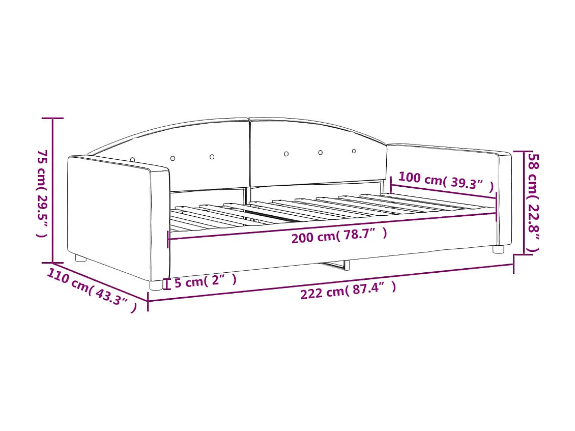Tagesbett Dunkelgrün 100x200 cm Samt